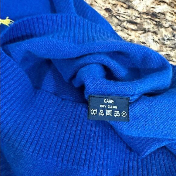 Ralph Lauren Sport Royal Blue Wool Blend V-Neck Pullover Sweater Size L - Picture 6 of 8